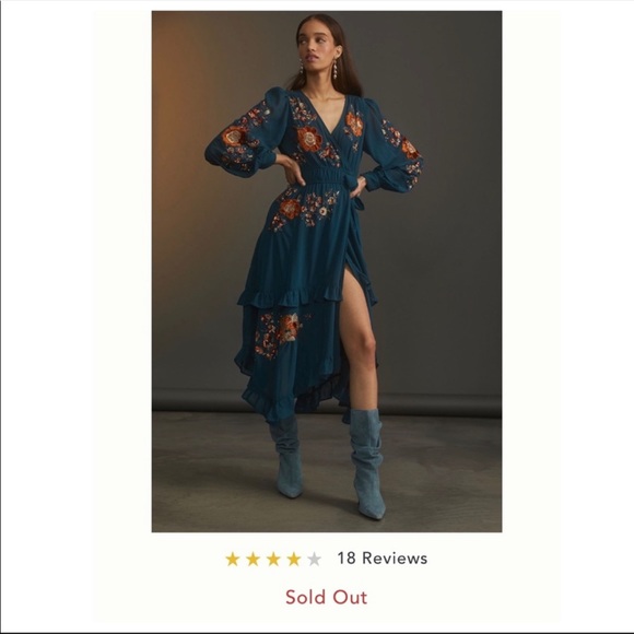 Anthropologie Dresses & Skirts - Beaded Wrap Midi Dress